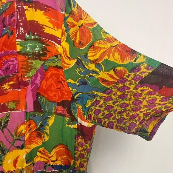 Vintage 80s/90s Bila women midi patchwork button front dress size 1X - Picture 4 of 5